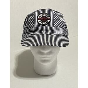 Vtg California Redwood Western Hat Railroad Conductor Striped Cap 7 1/4